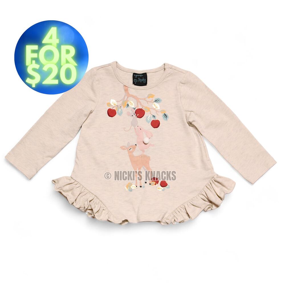 4/$20 - Cynthia Rowley Baby Girls Printed Ruffled Long Sleeve T-Shirt Size 12M